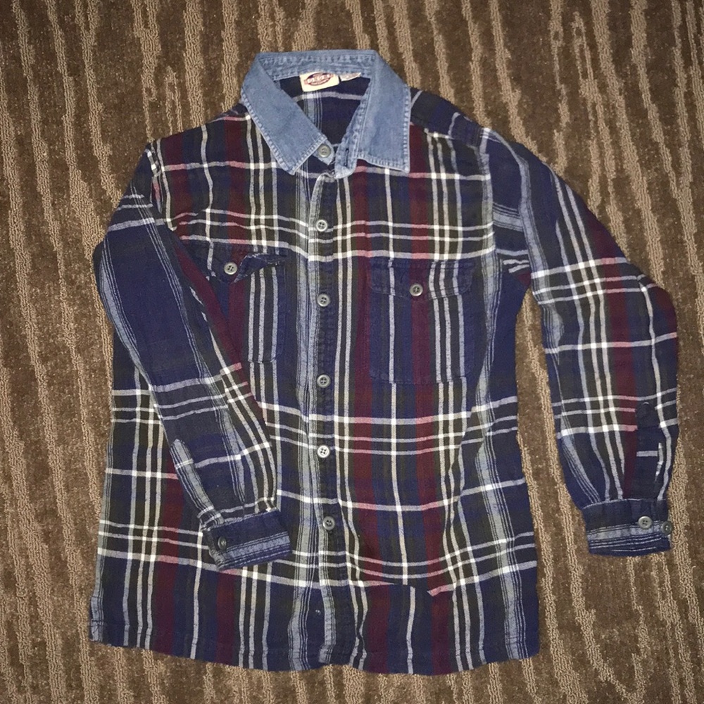 Plaid and denim shirt